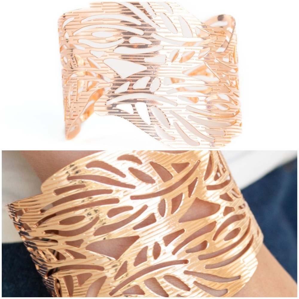 LEAFY LEI ROSE GOLD CUFF BRACELET